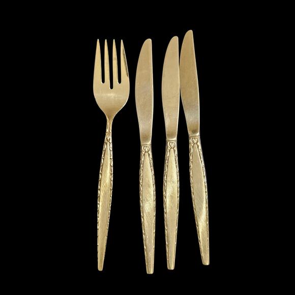 Community Stainless Flatware – 3 Knives & 1 Fork – Textured Handle Pattern MCM - Picture 1 of 2